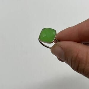 925 Silver Green Stone Statement Ring Size 7